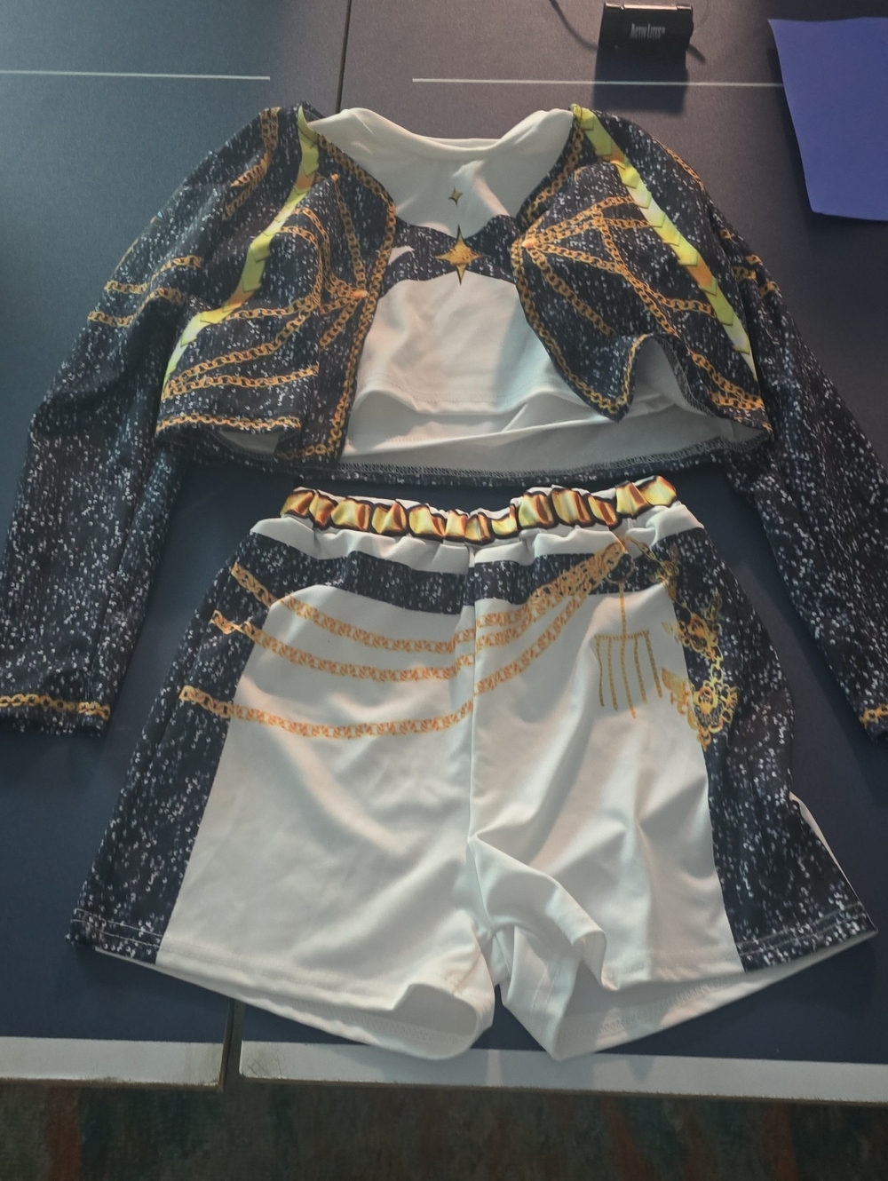 Women's Black & White Chain-Print Athletic Shorts